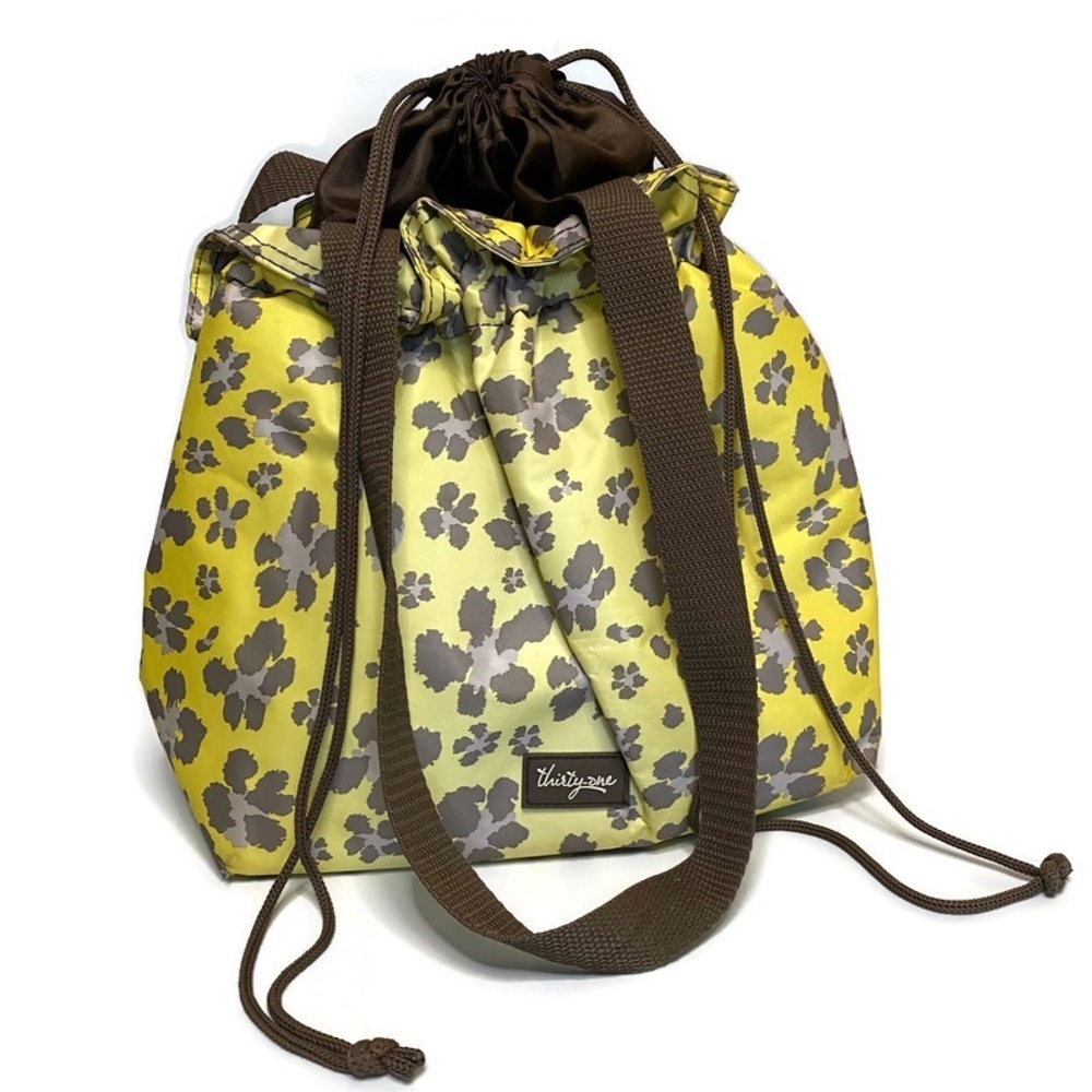Thirty-one Bag Lunch Insulated Cinched Floral Yellow Gray Thermal Cinch Top